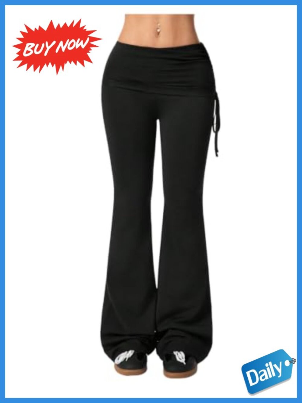 Plus Size Foldover Wide Leg Flare Leggings Stretchy Yoga Pants